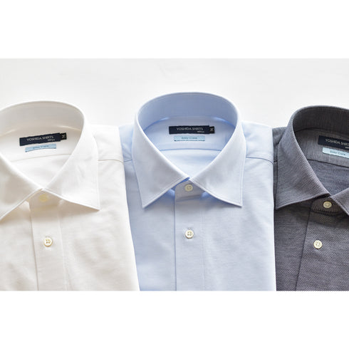 【日本製】 ワイシャツ メンズ ビジネス 半袖 形態安定 ノンアイロン 綿100% 無地 レギュラーカラー イージーフォーマルシャツ サックス(SHKN25-102-sa)